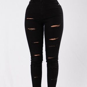 Black distressed jeans